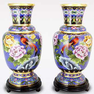 12寸牡丹花鳥瓶套件