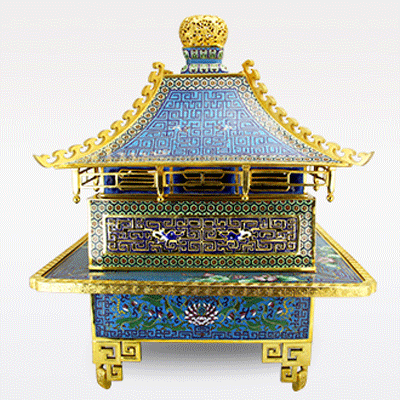 仿故宮熏爐（掐絲琺瑯夔龍亭式香薰?fàn)t）